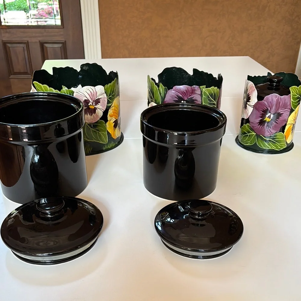 Floral Ceramic /Metal hand painted Canister Set - Multicolor - Picture 12 of 12